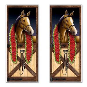 beistle 2 piece indoor / outdoor plastic horse racing door covers for derby day party supplies