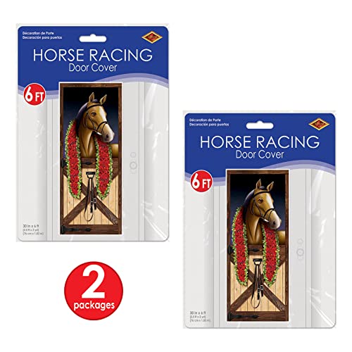 Beistle 2 Piece Indoor / Outdoor Plastic Horse Racing Door Covers For Derby Day Party Supplies