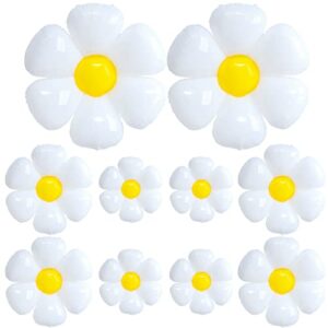 palksky 10 pcs daisy balloons, 40inch/ 30inch/ 15inch huge white flower party decorations for birthday, wedding, daisy party decorations supplies