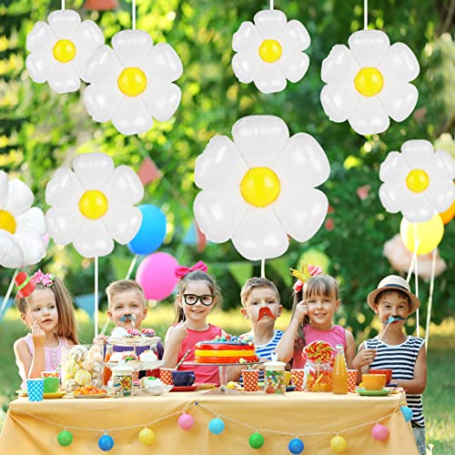 Palksky 10 Pcs Daisy Balloons, 40inch/ 30inch/ 15inch Huge White Flower Party Decorations for Birthday, Wedding, Daisy Party Decorations Supplies