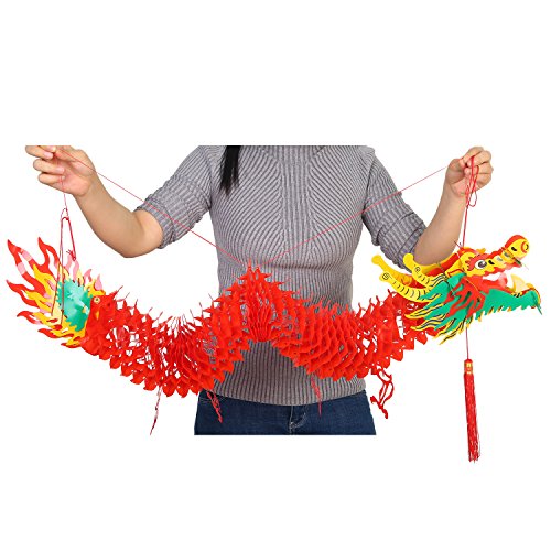 Bememo 3D Chinese New Year Dragon Garland Hanging Decoration (4.92 Feet)