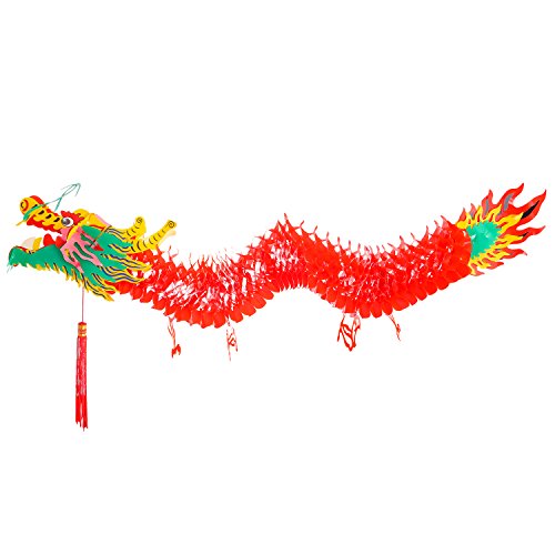 Bememo 3D Chinese New Year Dragon Garland Hanging Decoration (4.92 Feet)