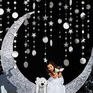 decor365 bling bling silver twinkle star garland streamer kit for party decorations glitter metallic circle dot garland glittery bunting garlands banner for wedding kids room birthday baby shower