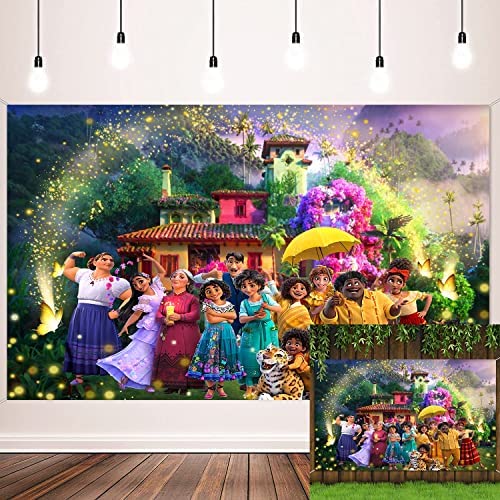 5x3ft Magic Movie Birthday Party Backdrop Supplies for Girls Madrigal Family Background Banner for Cake Table