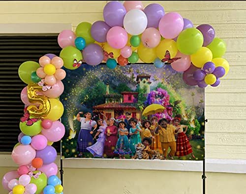 5x3ft Magic Movie Birthday Party Backdrop Supplies for Girls Madrigal Family Background Banner for Cake Table