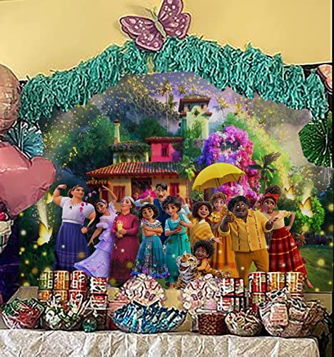 5x3ft Magic Movie Birthday Party Backdrop Supplies for Girls Madrigal Family Background Banner for Cake Table