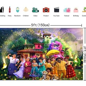 5x3ft Magic Movie Birthday Party Backdrop Supplies for Girls Madrigal Family Background Banner for Cake Table