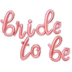 bride to be letter balloons – big rose gold bride to be banner in cursive / script letters | great for bachelorette party decorations / bridal shower decor | bride to be foil mylar balloon