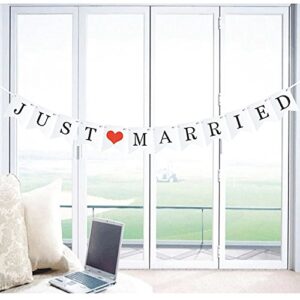 JUST MARRIED Wedding Banner Set, Wedding Decorations for Reception, Bridal Shower and Engagement Photo Prop,Car Decorations