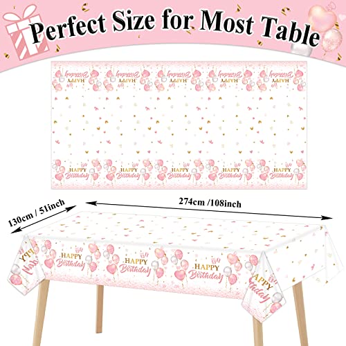 1Pack Pink Rose Gold Tablecloths for Rose Gold Birthday Decorations Plastic Disposable Party Table Covers for Rectangle Tables Girl Women Parties Happy Birthdays Weddings Party Favors, 54 x 108 Inches