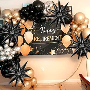 Qibalrty Black Explosion Star Balloons, 50pcs Black Explosion Star Foil Balloons Big Black Metallic Balloons Starburst Balloons for Birthday, Wedding, Party Supplies Backdrop, Baby Shower Photo Booth (Black)