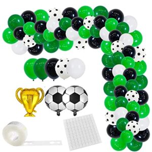 green black white balloon garland arch kit – 120pcs dark green white black balloons soccer brithday party supplies for world cup video gaming boy gamer fan football theme party decorations