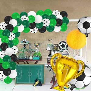 Green Black White Balloon Garland Arch Kit - 120PCS Dark Green White Black Balloons Soccer Brithday Party Supplies for World Cup Video Gaming Boy Gamer Fan Football Theme Party Decorations