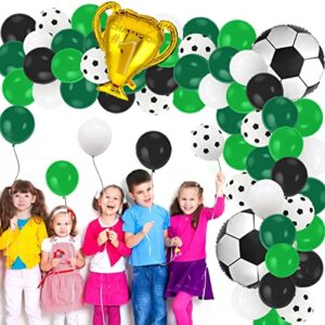 Green Black White Balloon Garland Arch Kit - 120PCS Dark Green White Black Balloons Soccer Brithday Party Supplies for World Cup Video Gaming Boy Gamer Fan Football Theme Party Decorations