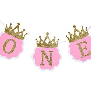 Tutu Highchair Banner for 1st Birthday - Princess 1st Birthday Party,Pink Tutu Skirt Photo Booth Props and Backdrop Cake Smash, Best Princess Birthday Party Supplies for Baby Girl