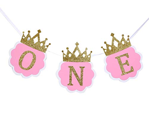 Tutu Highchair Banner for 1st Birthday - Princess 1st Birthday Party,Pink Tutu Skirt Photo Booth Props and Backdrop Cake Smash, Best Princess Birthday Party Supplies for Baby Girl