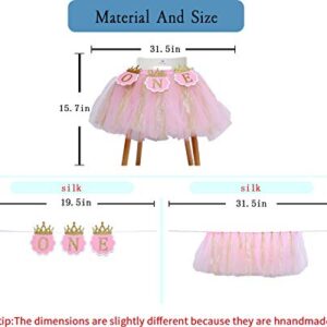 Tutu Highchair Banner for 1st Birthday - Princess 1st Birthday Party,Pink Tutu Skirt Photo Booth Props and Backdrop Cake Smash, Best Princess Birthday Party Supplies for Baby Girl