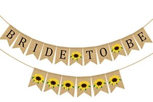 doumeny bride to be burlap banner rustic sunflower bunting garland bridal shower party banner jute wedding bunting banner for bachelorette engagement announcement anniversary party photo prop decor