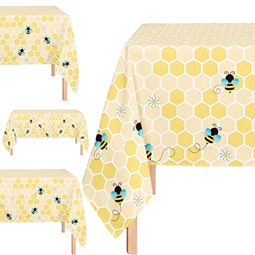 4 Pack Bumblebee Table Cover 54" x 108", Ideal for Birthday , Baby Shower, Gender Reveal, Bee Themed Party Decorations