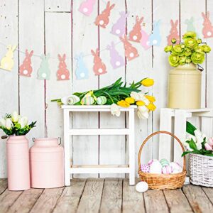 Whaline Easter Banner Decoration Happy Easter Banner Garland, Glitter Easter Bunny Bunting Flag Farmhouse Banner Spring Themed Party Favors Supplies, Happy Easter Day Home Decor for Mantle Fireplace