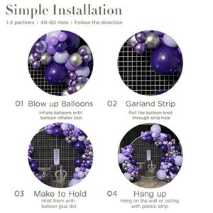 Macaron Purple Balloon Arch Garland Kit-Macaron Purple Balloon Metallic Purple Balloon 133Pcs for Birthday,Gender Reveal,Baby Shower,Wedding,Engagement,Christmas and Bachelor Party Decoration.