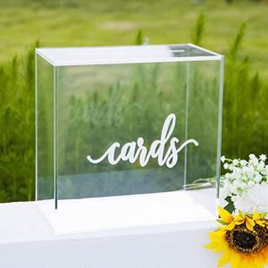 whslilr 10” acrylic card box – wedding card box for reception, birthday, party, money box, wishing well, graduation party, elegant large clear card box