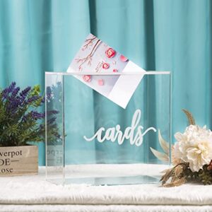 WHSLILR 10” Acrylic Card Box - Wedding Card Box for Reception, Birthday, Party, Money Box, Wishing Well, Graduation Party, Elegant Large Clear Card Box