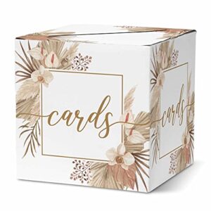 8”card box, boho floral cards receiving box, for birthday, wedding, bridal or baby shower, engagement, retirements, graduation, money box holder, party favor, decorations, 1 pte (cabox005）