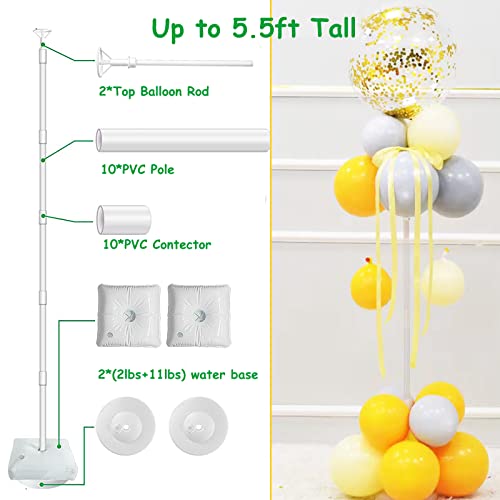 5FT Balloon Column Stand Kit Set of 2 Balloon Stands Arch Kit With Base 2 Table Balloon Stand Balloon Clips Knotter for Wedding Baby Shower Birthday Bachelorette Party Supplies