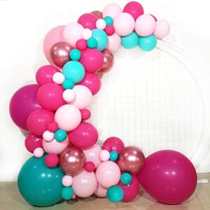 surprise party balloon garland – metallic rose gold rose red pink turquoise latex balloons – for lol theme party girl birthday baby shower decor