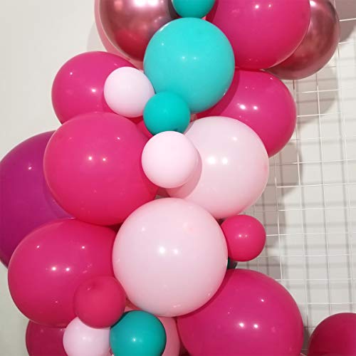 Surprise Party Balloon Garland - Metallic Rose Gold Rose Red Pink Turquoise Latex Balloons - for LOL Theme Party Girl Birthday Baby Shower Decor