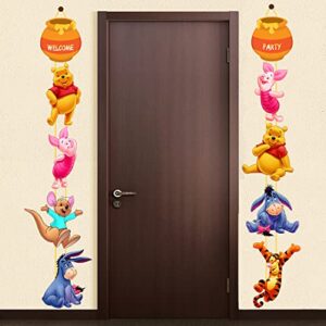 winnie porch sign birthday banner door hanging banner for outdoor indoor home wall decor,winnie the pooh party banner party decorations supplies.