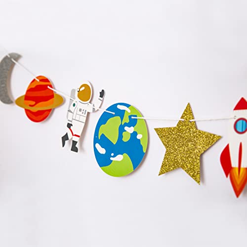 Outer Space Garland,Space Birthday Decorations,Planet Theme Banner,Outer Space Wall Decor,Space Baby Shower Decorations,Planets Rocket Astronaut Star (12 pcs )