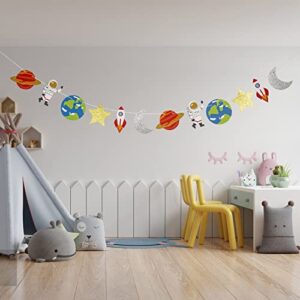 Outer Space Garland,Space Birthday Decorations,Planet Theme Banner,Outer Space Wall Decor,Space Baby Shower Decorations,Planets Rocket Astronaut Star (12 pcs )