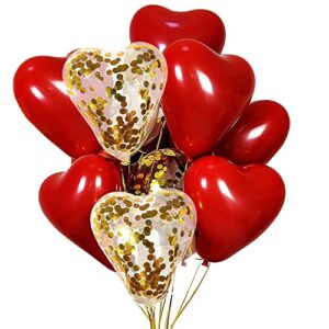 red heart shaped latex balloons for valentine’s day engagement wedding party decorations(12inch)