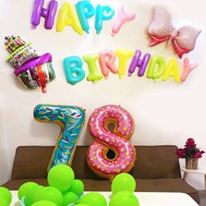 Number 7 Donut Balloon 40 Inches Large 7th Donuts Birthday Party Decorations Seven Donut Grow Up Themed Party Supplies 7 Sprinkle Party Decor for Girls Sweet Candy Ice Cream 7