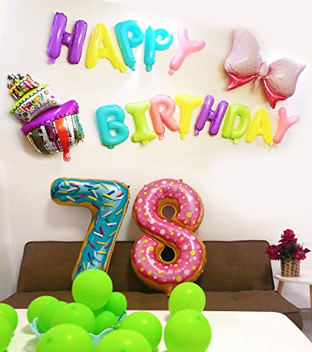 Number 7 Donut Balloon 40 Inches Large 7th Donuts Birthday Party Decorations Seven Donut Grow Up Themed Party Supplies 7 Sprinkle Party Decor for Girls Sweet Candy Ice Cream 7