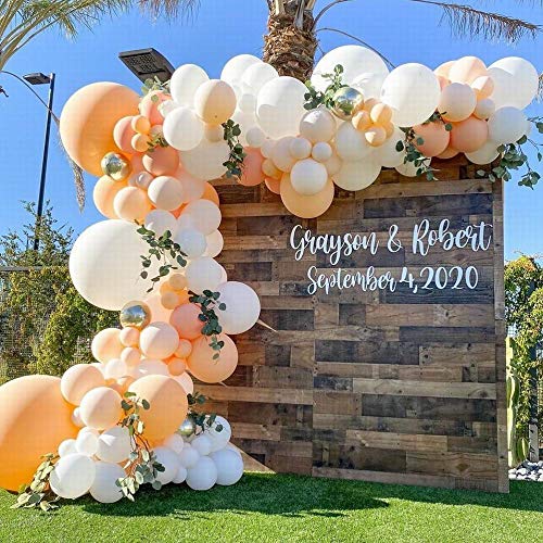 164pcs Blush White Balloons Garland Arch Kit Peach Balloons Chrome Metallic Silver Latex Balloon for Fall Girls Birthday Wedding Bridal Shower Venue Backdrop Party Decoration