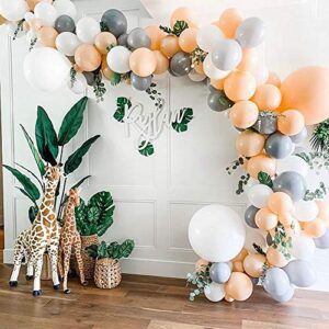 164pcs Blush White Balloons Garland Arch Kit Peach Balloons Chrome Metallic Silver Latex Balloon for Fall Girls Birthday Wedding Bridal Shower Venue Backdrop Party Decoration