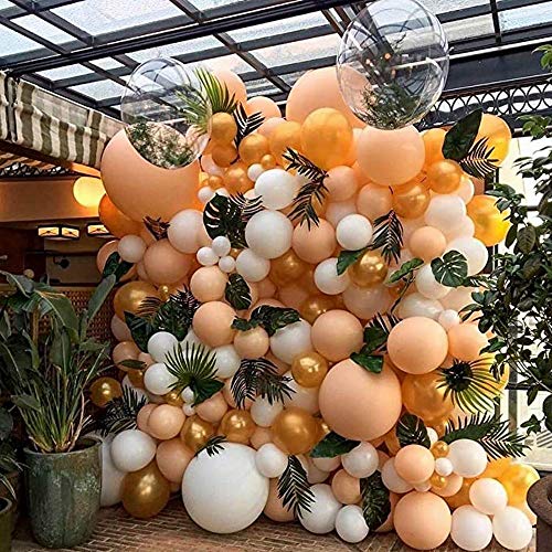 164pcs Blush White Balloons Garland Arch Kit Peach Balloons Chrome Metallic Silver Latex Balloon for Fall Girls Birthday Wedding Bridal Shower Venue Backdrop Party Decoration