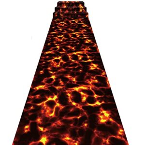2 pack lava themed aisle runners halloween lava party decorations fire volcano track floor runners hot coals luau theme birthday party table cover reusable fun party supplies