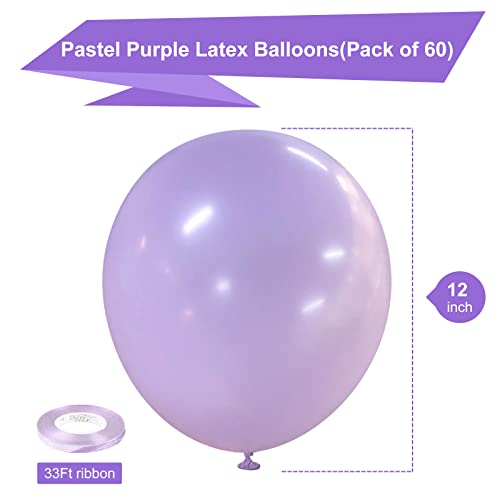 Lavender Balloons Latex Party Balloons - 60 Pack 12 Inch Light Purple Balloon Pastel Purple Helium Balloons Lilac Balloons for Baby Shower Birthday Party Wedding Engagement Graduation Bachelorette Party Decoration