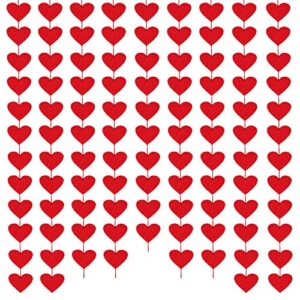 144 Red Hearts Felt Garland - NO DIY - Valentines Day Red Heart Hanging String Garland - Valentines Day Decor - Valentine Decorations - Valentines Wedding Anniversary Birthday Party Supplies