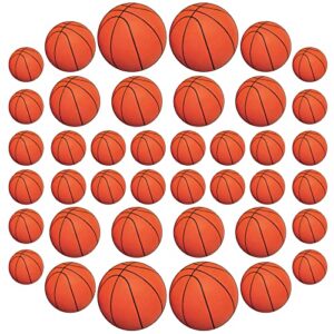 beistle 40 piece printed paper basketball cut outs-sports theme decorations for birthday party supplies-bulletin board classroom décor, 4″ – 12″, orange/black