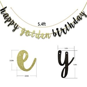 Happy Golden Birthday Banner,1st birthday, 21st , 24th, 25th, 28th, 30th,50th Birthday,Golden Birthday Party Decor(Gold& Black)