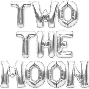 partyforever silver two the moon party decorations foil balloon banner