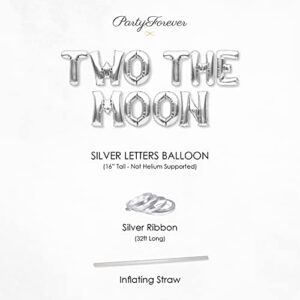 PartyForever Silver Two The Moon Party Decorations Foil Balloon Banner