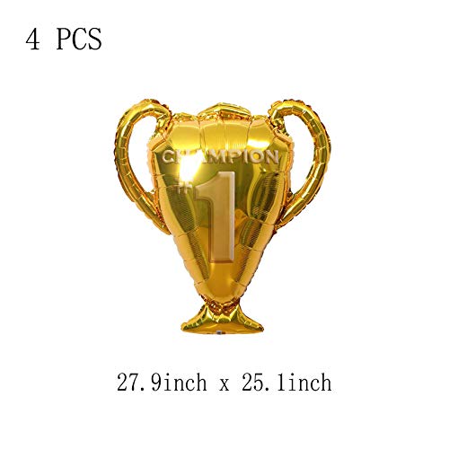 4 Pcs 28x25 inch Champion Trophy Aluminum Foil Balloon for Sport Basketball Football Anniversary Birthday Party Decor Supplies