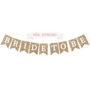 pre-strung bride to be banner – no diy – gold glitter bachelorette bridal party banner – pre-strung garland on 8 ft strand – gold bachelorette bridal party decorations & decor. did we mention no diy?