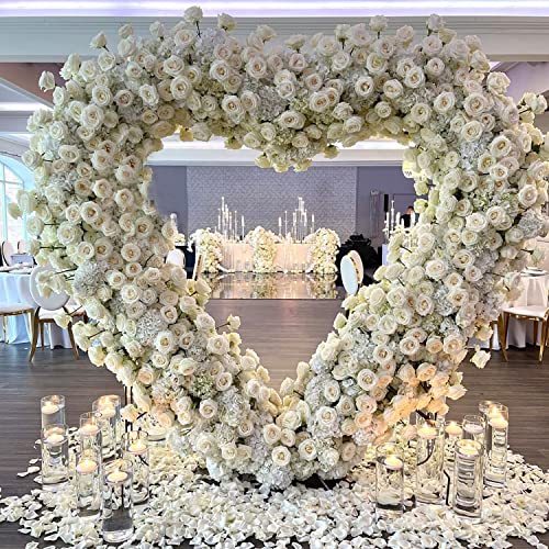 Φ 6.9ft(2.1M) Heart Shaped White Metal Balloon Arch Stand Frame Display Kit，Love Balloon Arch Frame for Proposal, Wedding , Valentine’s Day, Bridal, Birthday Party Decorations